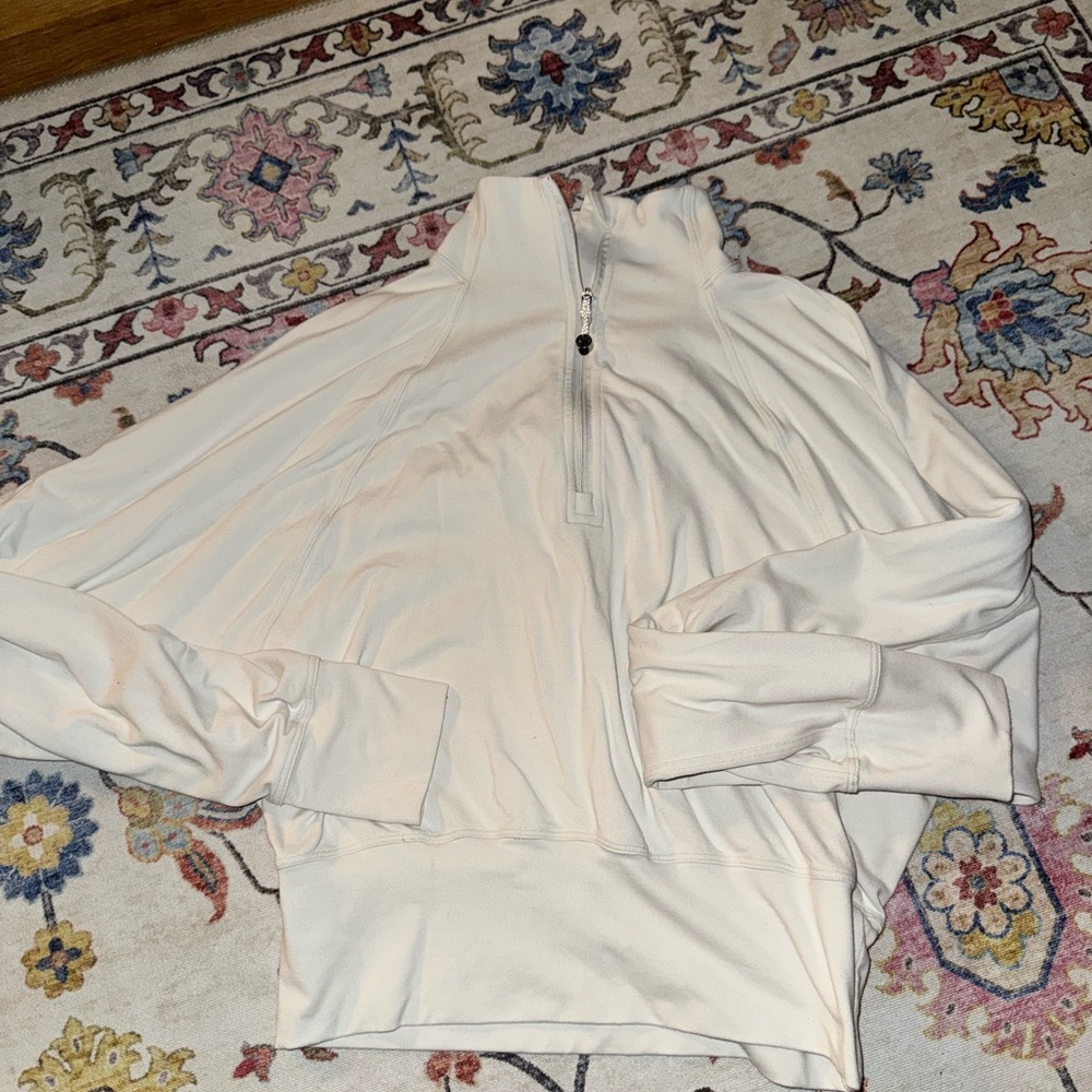 Cream lulu cropped half zip
